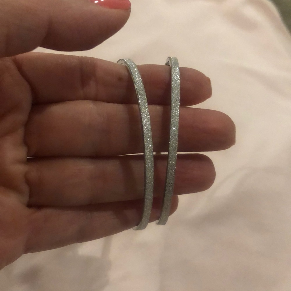 Silver pave oversized hoop earrings